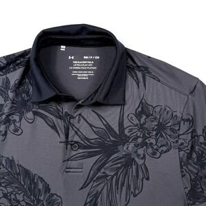 Under Armour Golf Polo Shirt Black Gray Tropical Floral The Playoff Polo Mens S